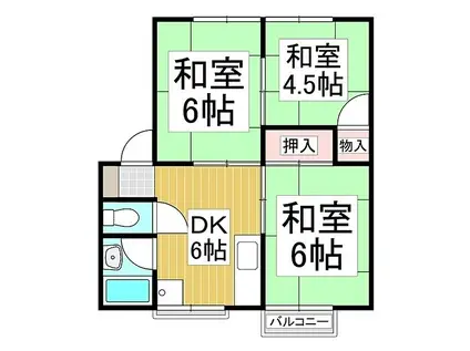 コーポラスカネ京(3DK/1階)の間取り写真