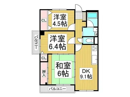 レスコ高島(3DK/4階)の間取り写真