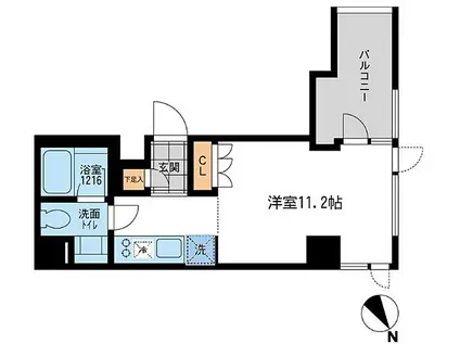アーデン五反田(ワンルーム/2階)の間取り写真