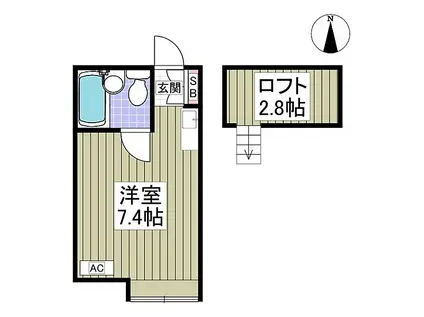 ブルーメアライ70(ワンルーム/1階)の間取り写真