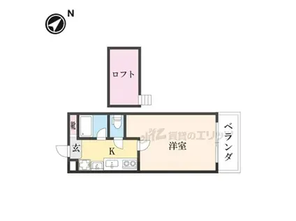 亀井参号館(1K/2階)の間取り写真