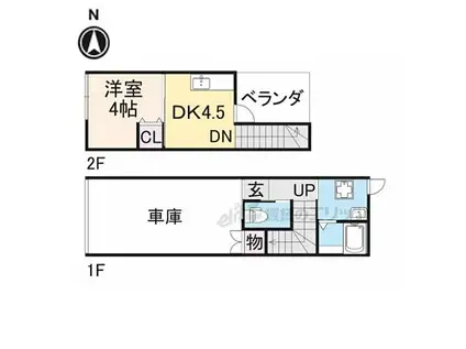 京阪交野線 宮之阪駅 徒歩2分 2階建 築62年(1DK)の間取り写真