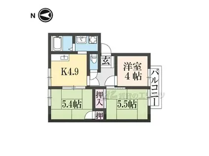 近鉄大阪線 桜井駅(奈良) 徒歩15分 2階建 築33年(2K/2階)の間取り写真