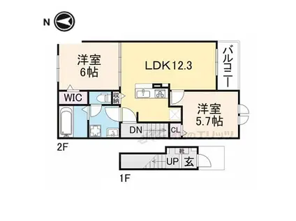 JR和歌山線 高田駅(奈良) 徒歩21分 2階建 新築(2LDK/2階)の間取り写真