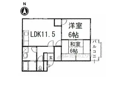 JR片町線(学研都市線) 津田駅 徒歩5分 3階建 築30年(2LDK/3階)の間取り写真