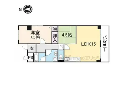 京阪本線 寝屋川市駅 徒歩4分 6階建 築40年(2LDK/4階)の間取り写真