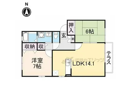 JR桜井線 京終駅 徒歩10分 2階建 築21年(2LDK/2階)の間取り写真