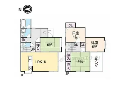 JR片町線(学研都市線) 星田駅 徒歩18分 2階建 築25年(4LDK)の間取り写真