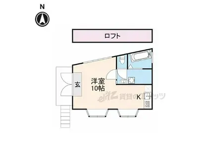 近鉄奈良線 菖蒲池駅 徒歩16分 2階建 築36年(ワンルーム/2階)の間取り写真