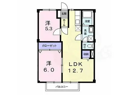 クレアール21(2LDK/2階)の間取り写真