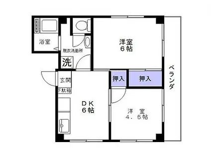 杉本マンション(2DK/5階)の間取り写真