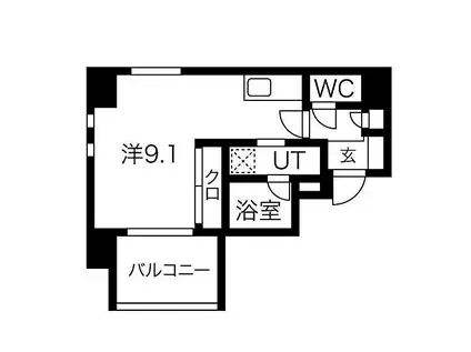 アバンティ大阪ドームシティ(ワンルーム/12階)の間取り写真