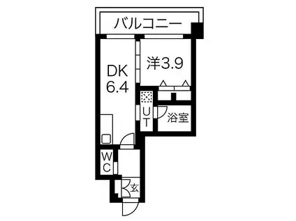 スプランディッド安土町(1DK/12階)の間取り写真