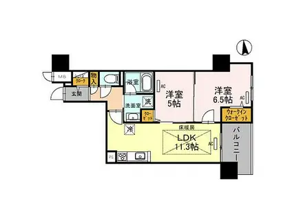 IBC RESIDENCE ウエスト(2LDK/11階)の間取り写真