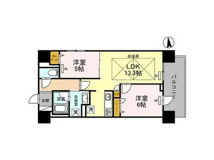 IBC RESIDENCE イースト(2LDK/6階)の間取り写真