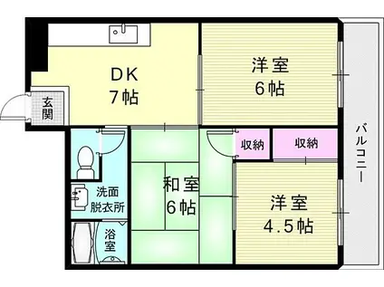 神戸市西神・山手線 大倉山駅(兵庫) 徒歩17分 3階建 築35年(3DK/2階)の間取り写真