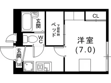 神戸市西神・山手線 湊川公園駅 徒歩18分 2階建 築17年(1K/1階)の間取り写真