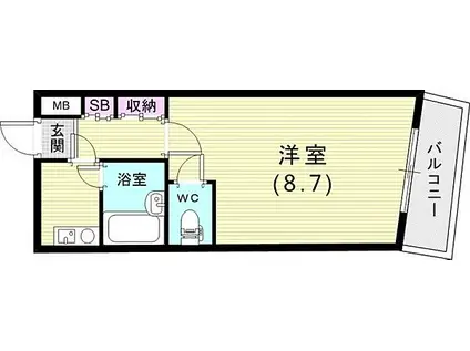 神戸市西神・山手線 大倉山駅(兵庫) 徒歩9分 4階建 築37年(1K/3階)の間取り写真