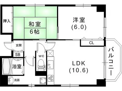 吉本マンション(2LDK/4階)の間取り写真