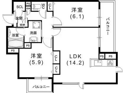 神戸高速東西線 高速長田駅 徒歩9分 4階建 築1年(1LDK/4階)の間取り写真