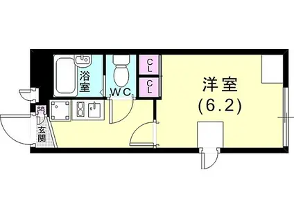 神戸市西神・山手線 湊川公園駅 徒歩10分 2階建 築18年(1K/1階)の間取り写真