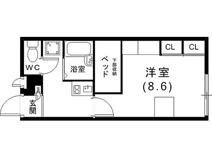 神戸市西神・山手線 上沢駅 徒歩13分 2階建 築19年(1K/1階)の間取り写真