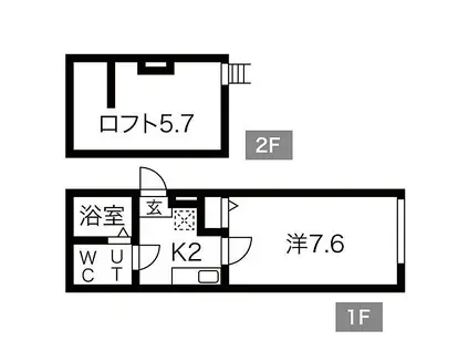 エターナル小樽(1K/2階)の間取り写真