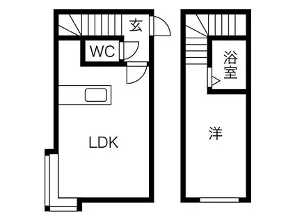 AMS新富A棟(1LDK/2階)の間取り写真