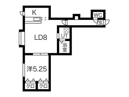 シーサイド小樽(1LDK/2階)の間取り写真