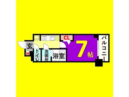 プレサンス桜通ベルノ(1K/12階)の間取り写真