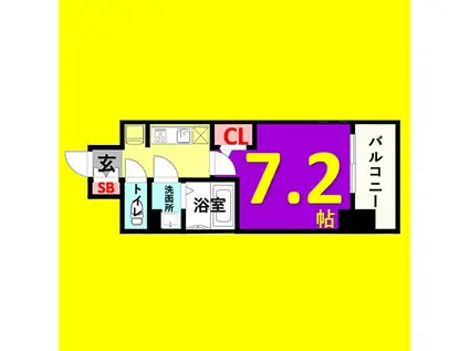 メイクスデザイン鶴舞(1K/7階)の間取り写真