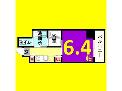 ワイズタワー新栄(1K/8階)の間取り写真