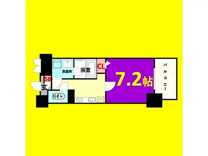 メイプル岩塚本通(1K/7階)の間取り写真