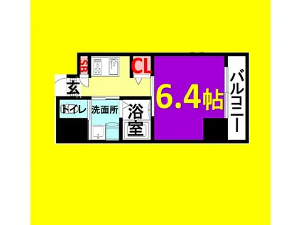 ワイズタワー新栄(1K/6階)の間取り写真