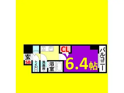 プレミアム大須(1K/6階)の間取り写真