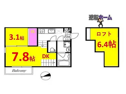 FAMILY STAGE堀田(1DK/1階)の間取り写真