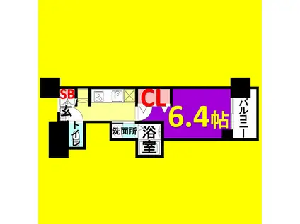 エステムコート名古屋平安通クチュール(1K/10階)の間取り写真