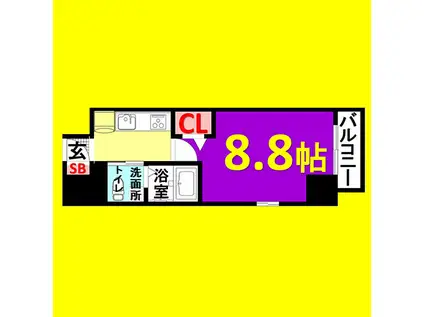 エステムプラザ名古屋・栄プレミアム(1K/4階)の間取り写真