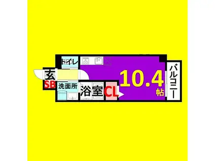 ブルームライフ八田駅前(1K/9階)の間取り写真