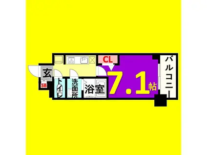 プレサンス桜通ベルノ(1K/4階)の間取り写真