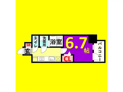 名古屋市営東山線 新栄町駅(愛知) 徒歩4分 15階建 築2年(1K/2階)の間取り写真