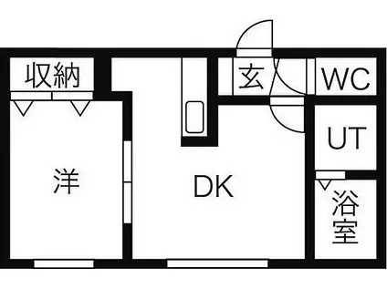 札幌市営東豊線 美園駅 徒歩5分 4階建 築14年(1LDK/2階)の間取り写真