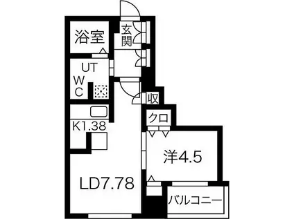 札幌市営東西線 菊水駅 徒歩2分 14階建 築18年(1LDK/3階)の間取り写真