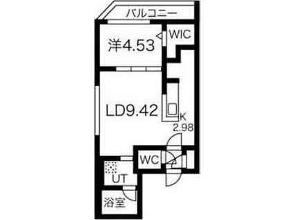 札幌市営南北線 中の島駅 徒歩13分 4階建 築1年(1LDK/2階)の間取り写真