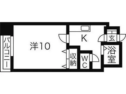 札幌市営東豊線 学園前駅(札幌) 徒歩5分 10階建 築26年(1K/7階)の間取り写真