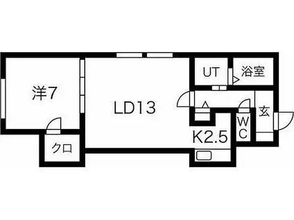 札幌市営東西線 菊水駅 徒歩12分 3階建 築13年(1LDK/2階)の間取り写真