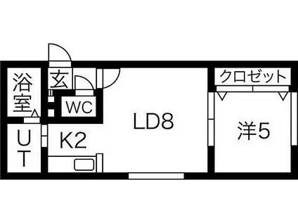 札幌市営東西線 菊水駅 徒歩7分 3階建 築16年(1LDK/2階)の間取り写真