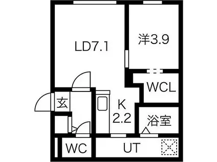 札幌市営東西線 南郷１８丁目駅 徒歩4分 4階建 築1年(1LDK/1階)の間取り写真