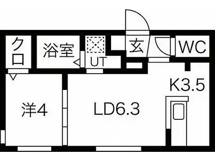 札幌市営南北線 中島公園駅 徒歩3分 5階建 築1年(1LDK/1階)の間取り写真