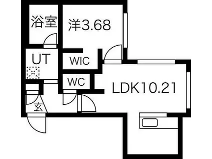 札幌市電2系統 西線１１条駅 徒歩4分 5階建 築1年(1LDK/2階)の間取り写真
